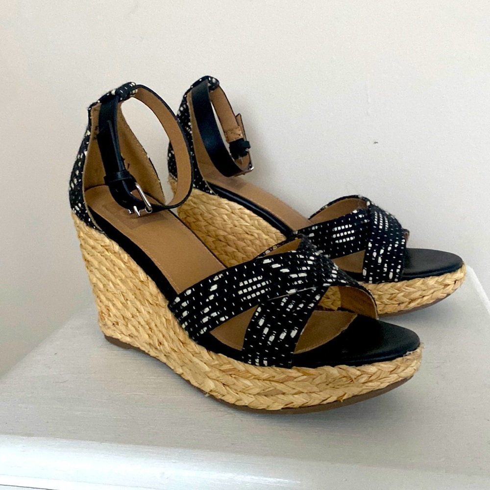 Dolce Vita black and white wedge heels